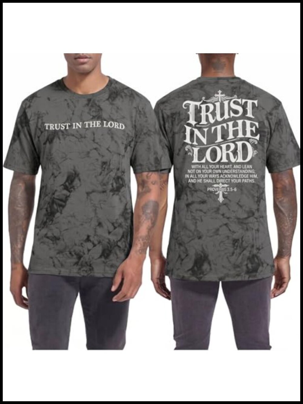 Men's Christian Graphic T-Shirt Trust in The Lord Faith Crew Neck Short Sleeve